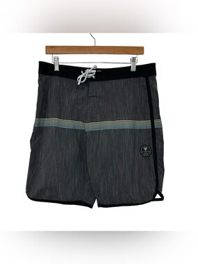 Vissla Mens Board Shorts Trunks Sz 33 Gray Unlined Flap Pocket Surf Swim Beach